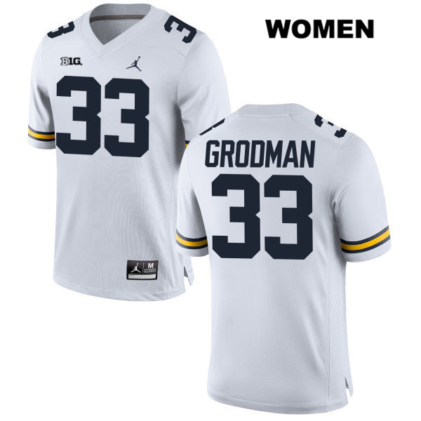 Women's NCAA Michigan Wolverines Louis Grodman #33 White Jordan Brand Authentic Stitched Football College Jersey PI25Q02VC